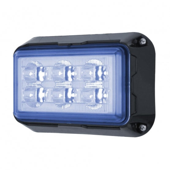 6 High Power LED Rectangular Warning Light - Blue LED (Bulk)