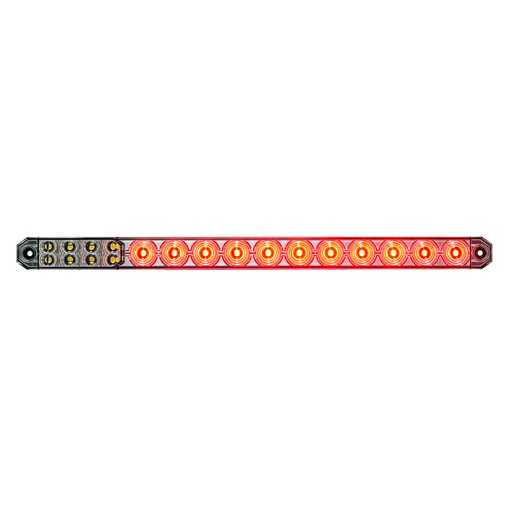 17" 27 LED Low Profile Light Bar (Stop, Turn &amp; Tail) With Back-Up Light - Red &amp; White LED/ Red &amp; Clear Lens