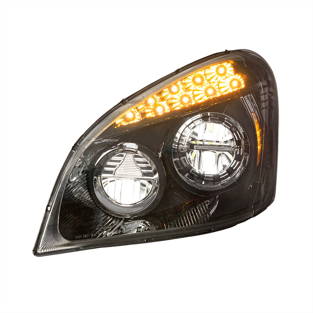 Black LED Headlight For 2008-2017 Freightliner Cascadia - Driver