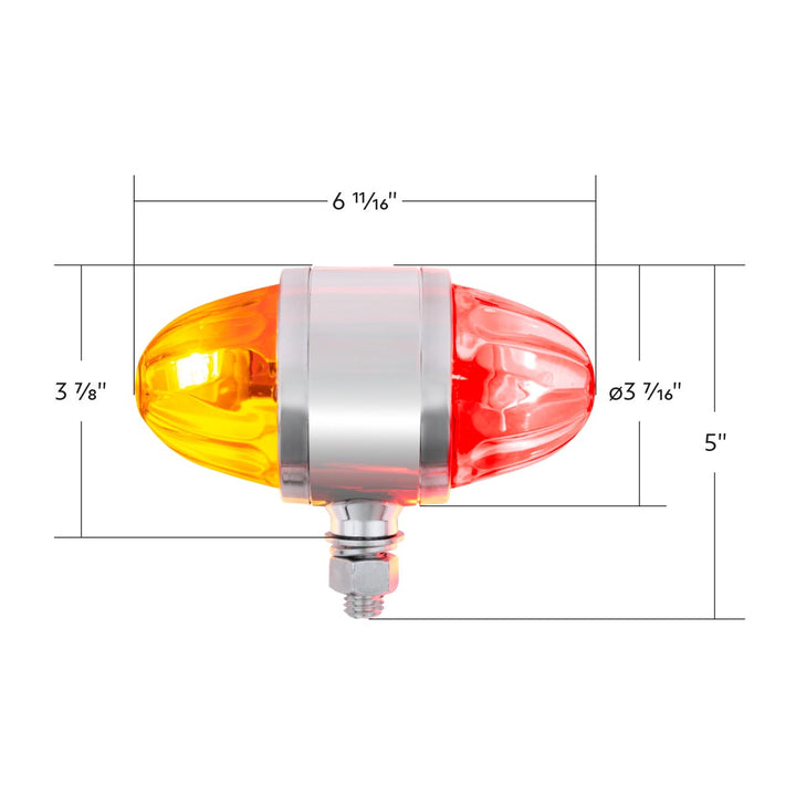 UltraBurst Chrome Double Face Glass Watermelon Light - Amber &amp; Red LED/Clear Lens