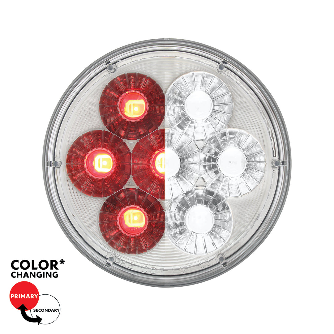 14 LED 4" Round Double Fury Light (Stop, Turn &amp; Tail) - Red &amp; White LED/Clear Lens