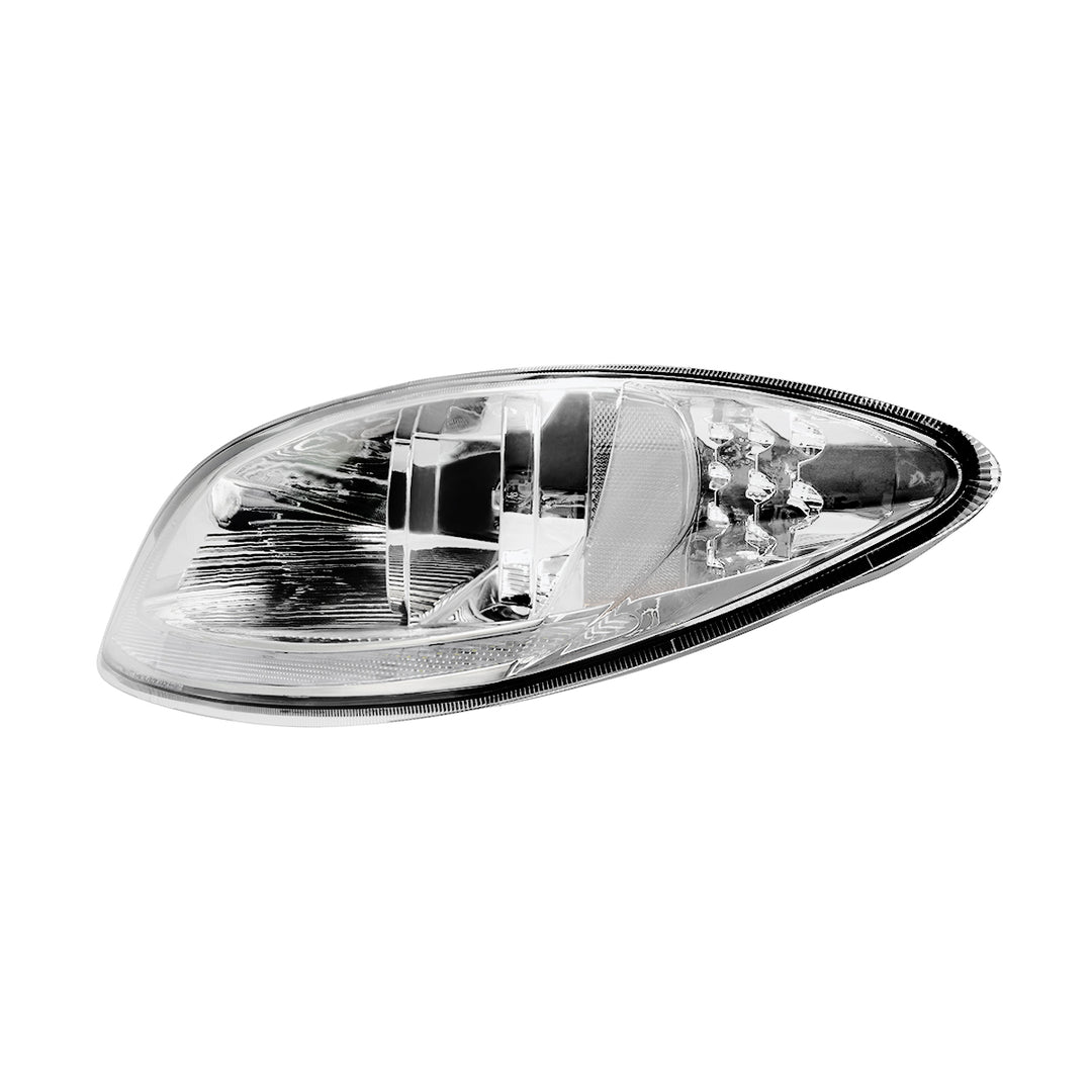 Chrome LED Headlight With LED Light Bar &amp; Turn Signal For 2006-2017 International Prostar - Driver