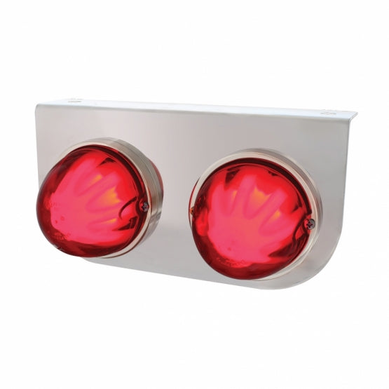 Stainless Light Bracket With 2 x 9 LED Dual Function Watermelon GloLight - Red LED/ Red Lens