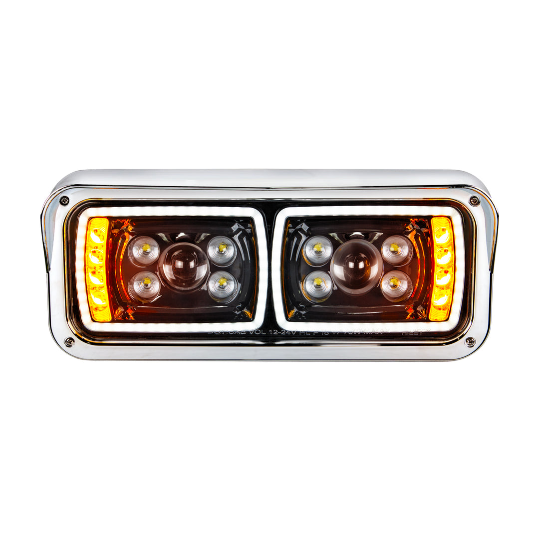 10 High Power LED "Blackout" Projection Headlight With LED Turn Signal &amp; Position Light Bar - Passenger