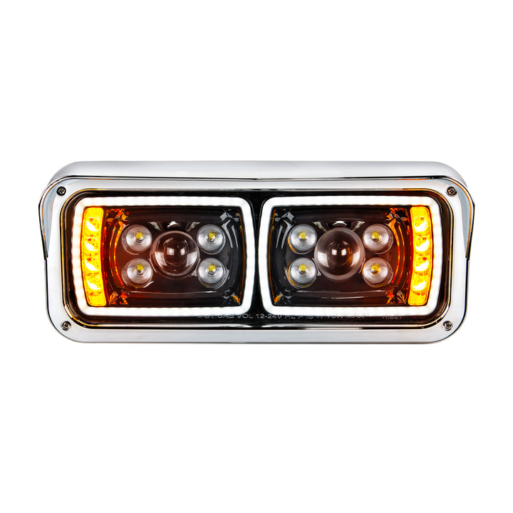10 High Power LED "Blackout" Projection Headlight With LED Turn Signal &amp; Position Light Bar - Passenger
