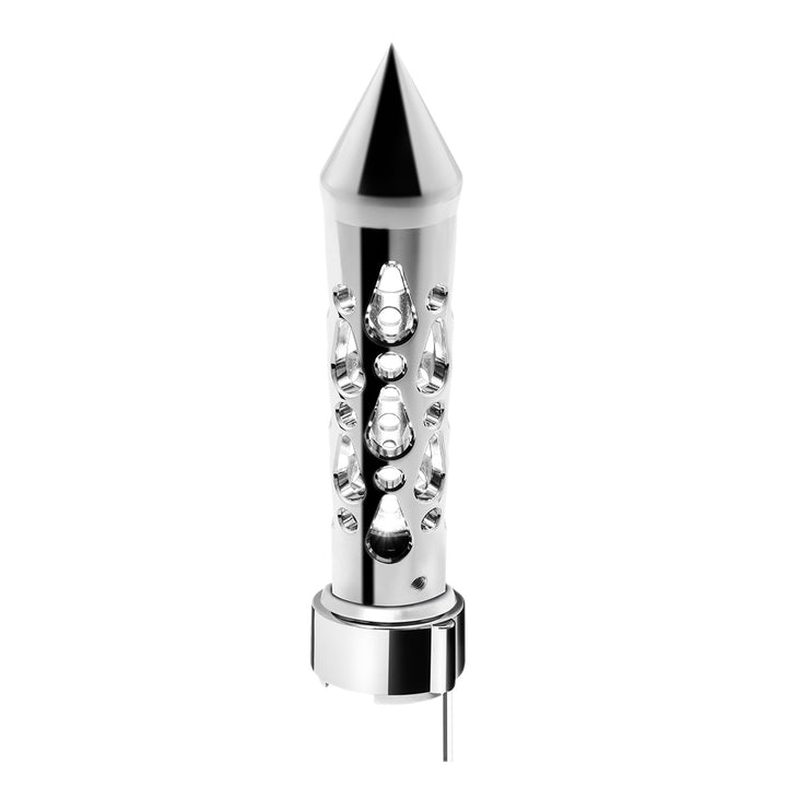 Brooklyn Style Spike Gearshift Knob With LED 9/10 Speed Adapter - Chrome/White LED