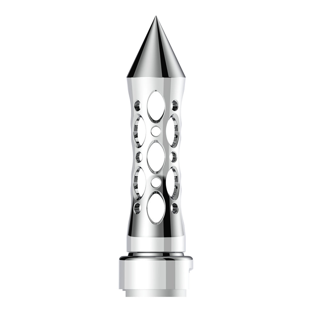 M30 x 3.5 Thread-On Daytona Style Spike Gearshift Knob With 13/15/18 Speed Adapter - Chrome/Vertical