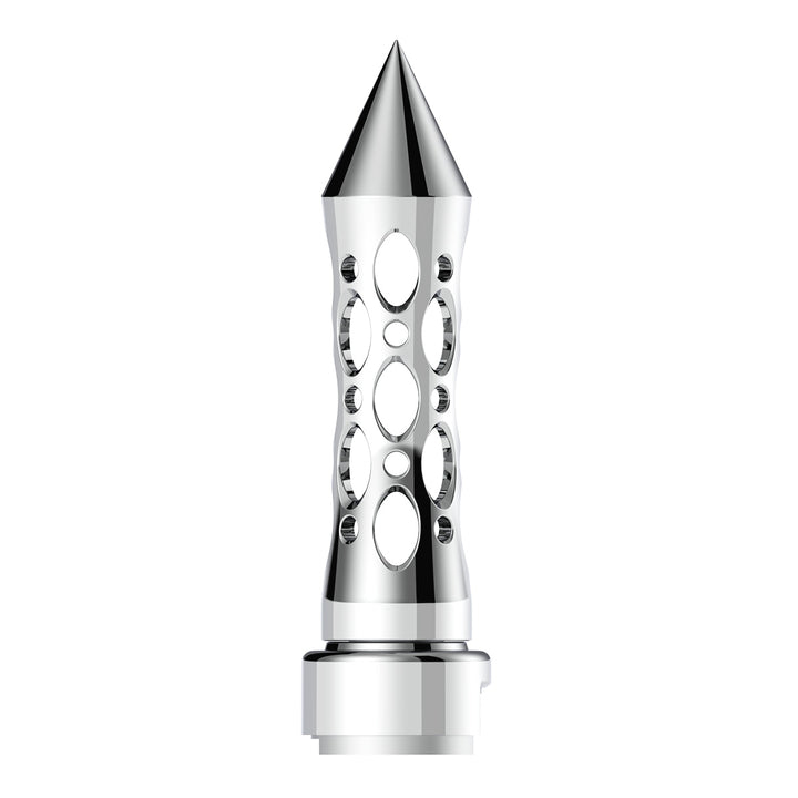 M30 x 3.5 Thread-On Daytona Style Spike Gearshift Knob With 13/15/18 Speed Adapter - Chrome/Vertical