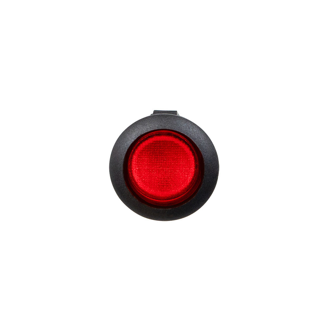 Red Illum Round Rocker 10 Amp 12V On/Off 1/2" Dia. 1 Pc.