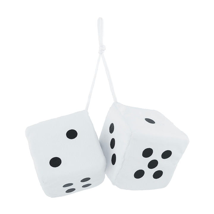 3" x 3" Classic Fuzzy Dice, White (Pair)