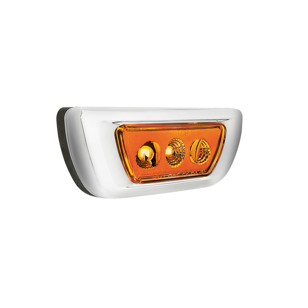 3 LED Double Fury Cab Light For 2013-2021 Kenworth T680 &amp; 2012-2021 Peterbilt 579 - Amber &amp; Red LED