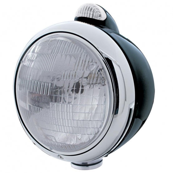 Black Guide 682-C Style Headlight H6024 &amp; LED Turn Signal - Clear Lens