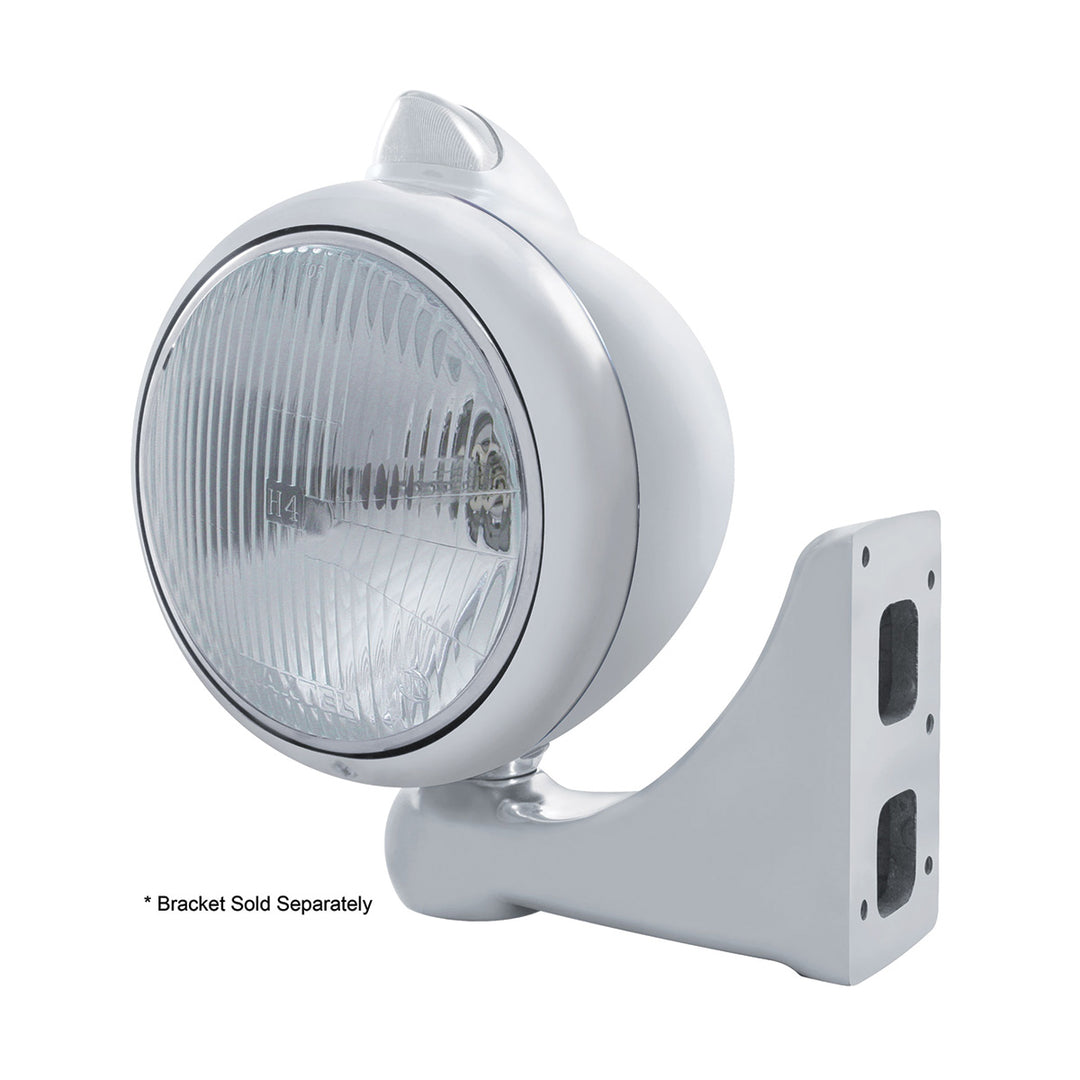 Stainless Steel Guide 682-C Headlight H4 &amp; Original Style LED Signal - Clear Lens
