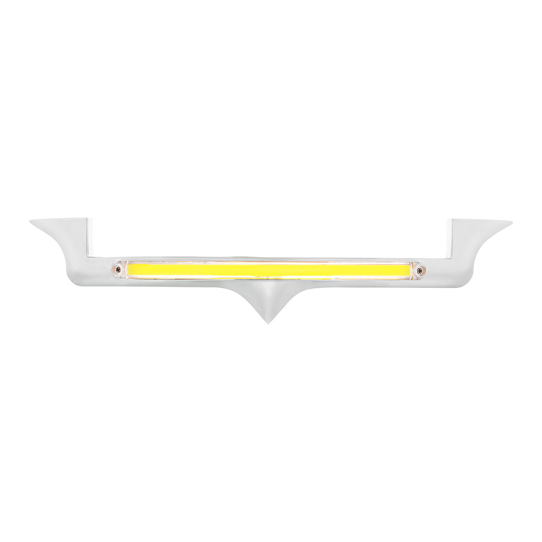 Chrome Hood Emblem Trim With 24 LED GloLight Bar For Kenworth - Amber LED/Clear Lens