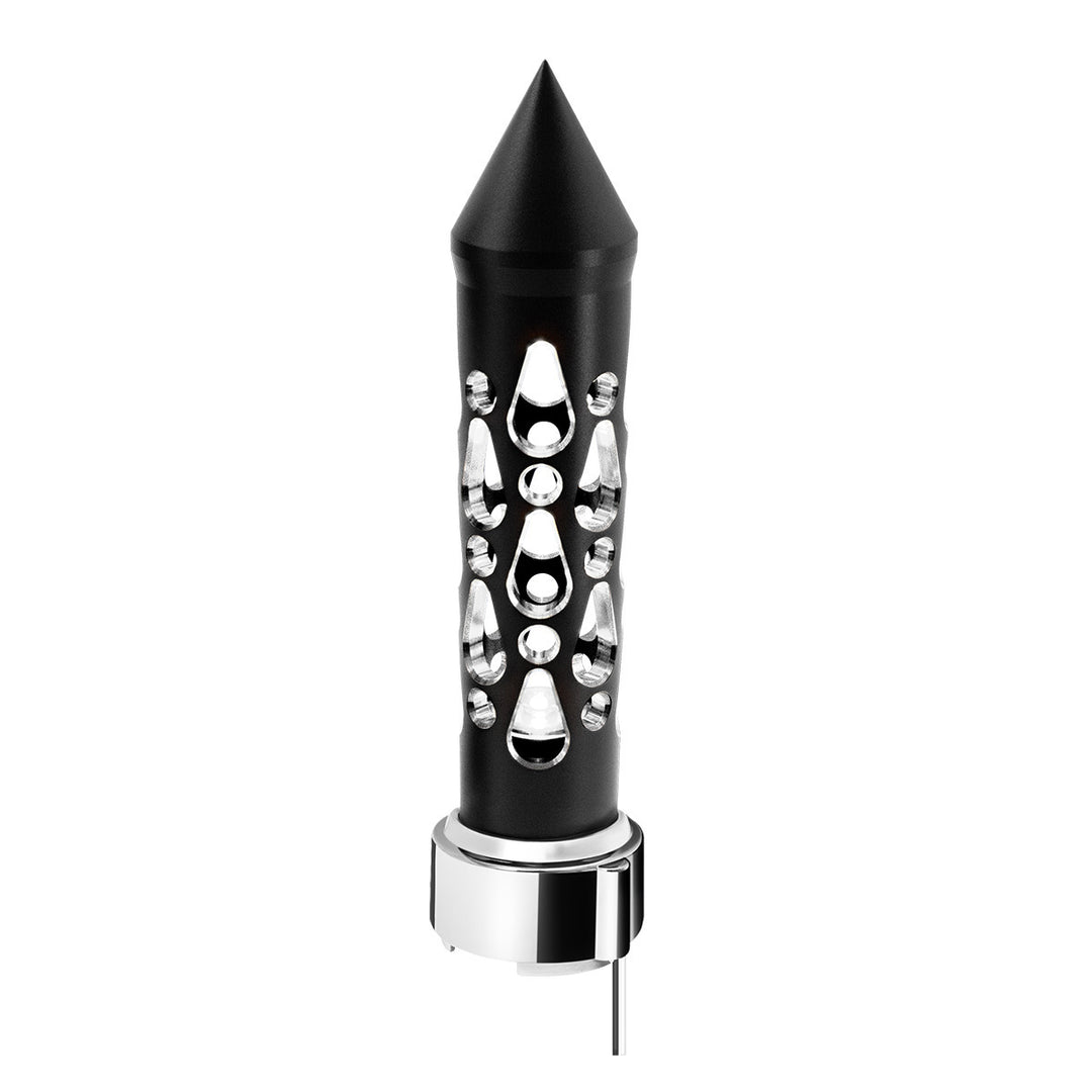 Thread-On Brooklyn Style Spike Gearshift Knob With LED 9/10 Speed Adapter - Matte Black/White LED