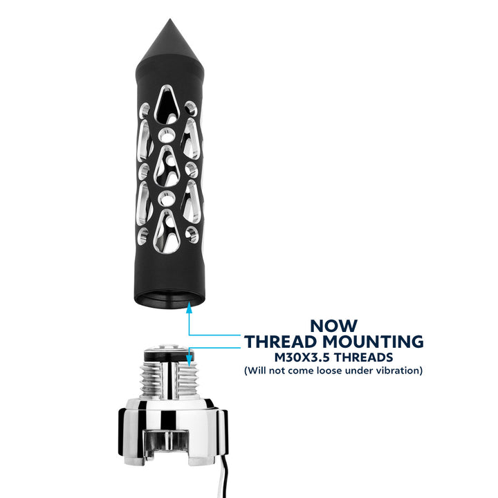 Thread-On Brooklyn Style Spike Gearshift Knob With LED 13/15/18 Speed Adapter - Matte Black/Amber LED