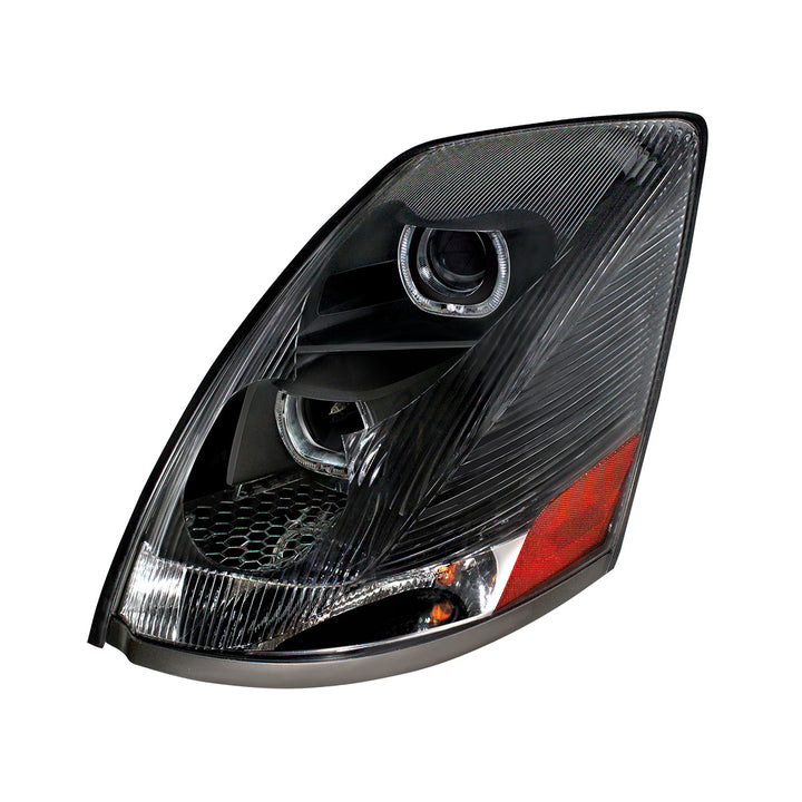 Blackout Projection Headlight With White LED Light Bar For 2003-2017 Volvo VN/VNL - Driver
