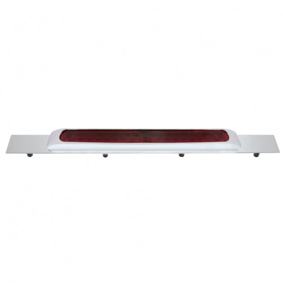Chrome Top Mud Flap Plate With 19 LED 17" Light Bar &amp; Bezel - Red LED/Red Lens (Each)
