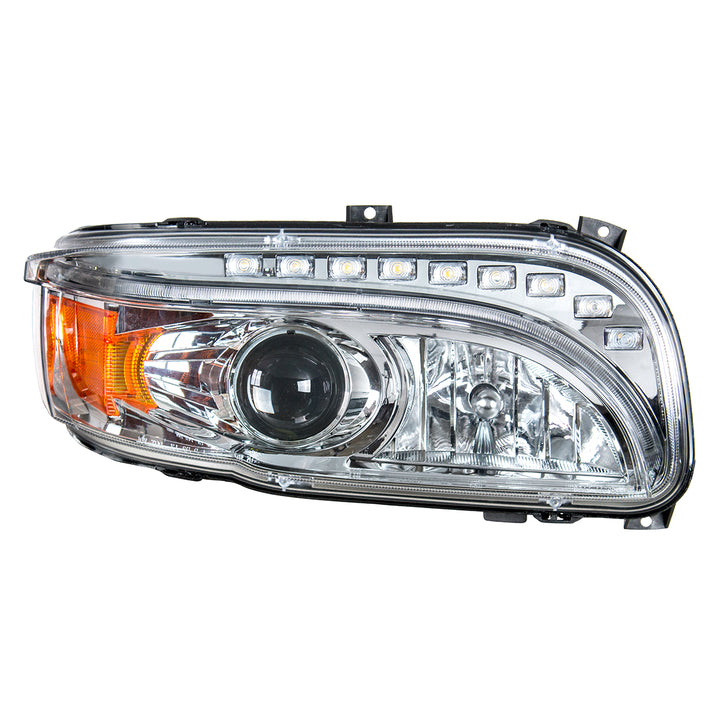 Chrome Projection Headlight With LED Turn &amp; DRL For Peterbilt 389 (2008-2023) &amp; 388 (2008-2015) - Passenger