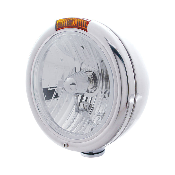 Chrome Classic Headlight Crystal H4 Bulb &amp; Turn Signal - Amber Lens