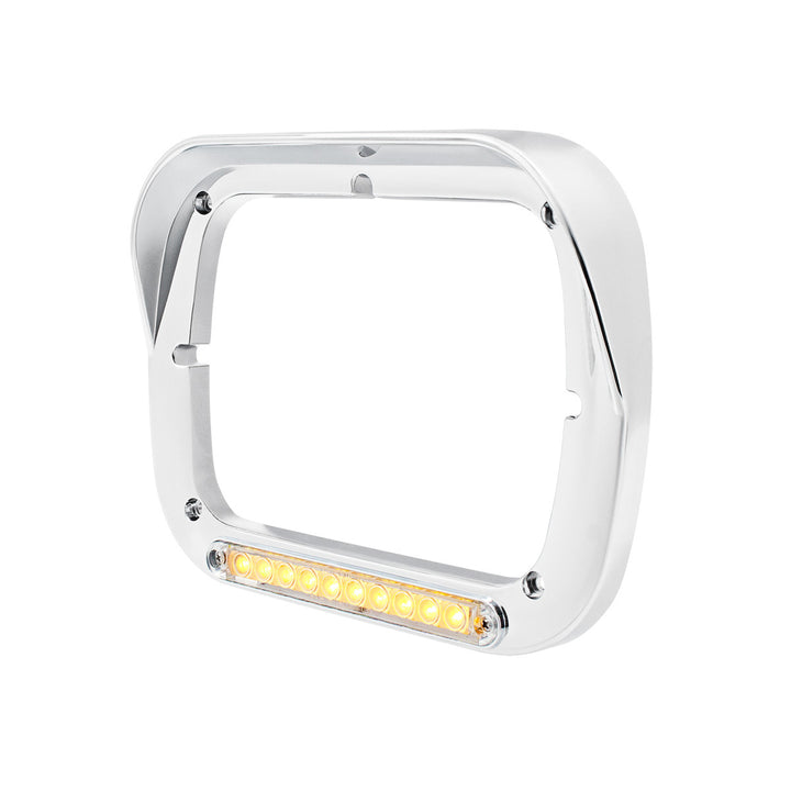 10 LED 5" x 7" Headlight Bezel With Visor - Amber LED/Clear Lens