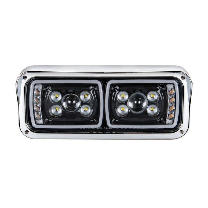 10 High Power LED "Blackout" Projection Headlight With LED Turn Signal &amp; Position Light Bar - Passenger