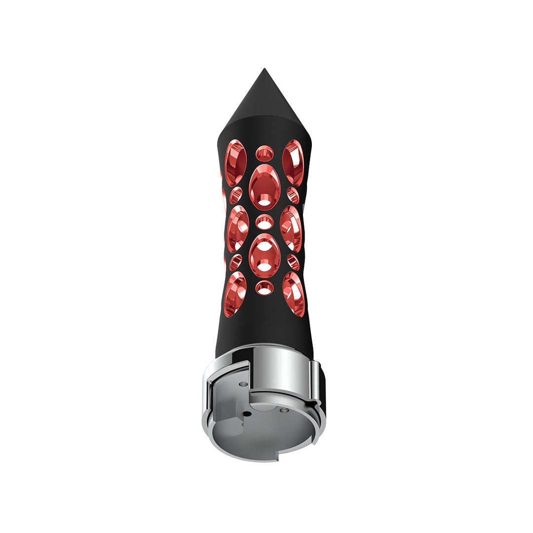 Thread-On Daytona Style Spike Gearshift Knob With LED 13/15/18 Speed Adapter - Black/Red LED