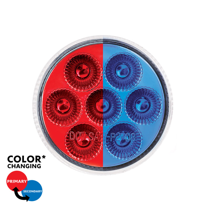 7 LED 2" Round Double Fury Light (Clearance/Marker) - Red &amp; Blue LED/Clear Lens