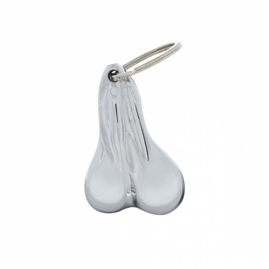 2-1/2" Small Die-Cast Low - Hanging Balls Novelty Keychain - Chrome