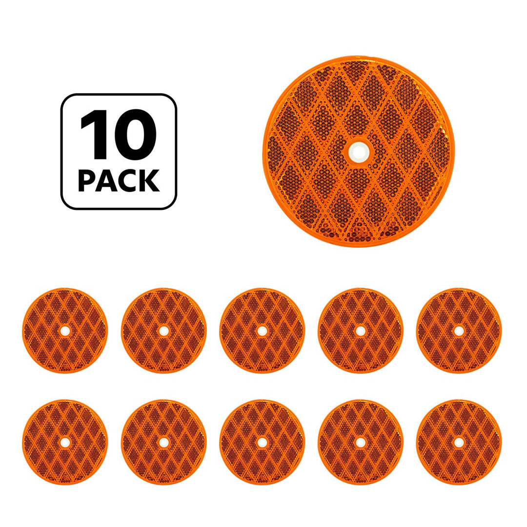 3/16" Round Center Bolt Reflector - Amber (10 Pcs)