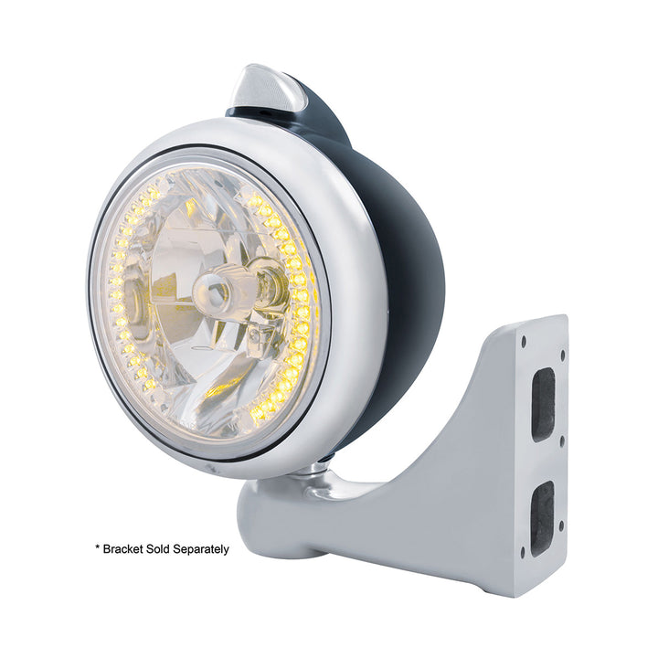 Black Guide 682-C Headlight H4 With 34 Amber LED &amp; Original Style LED Signal - Clear Lens