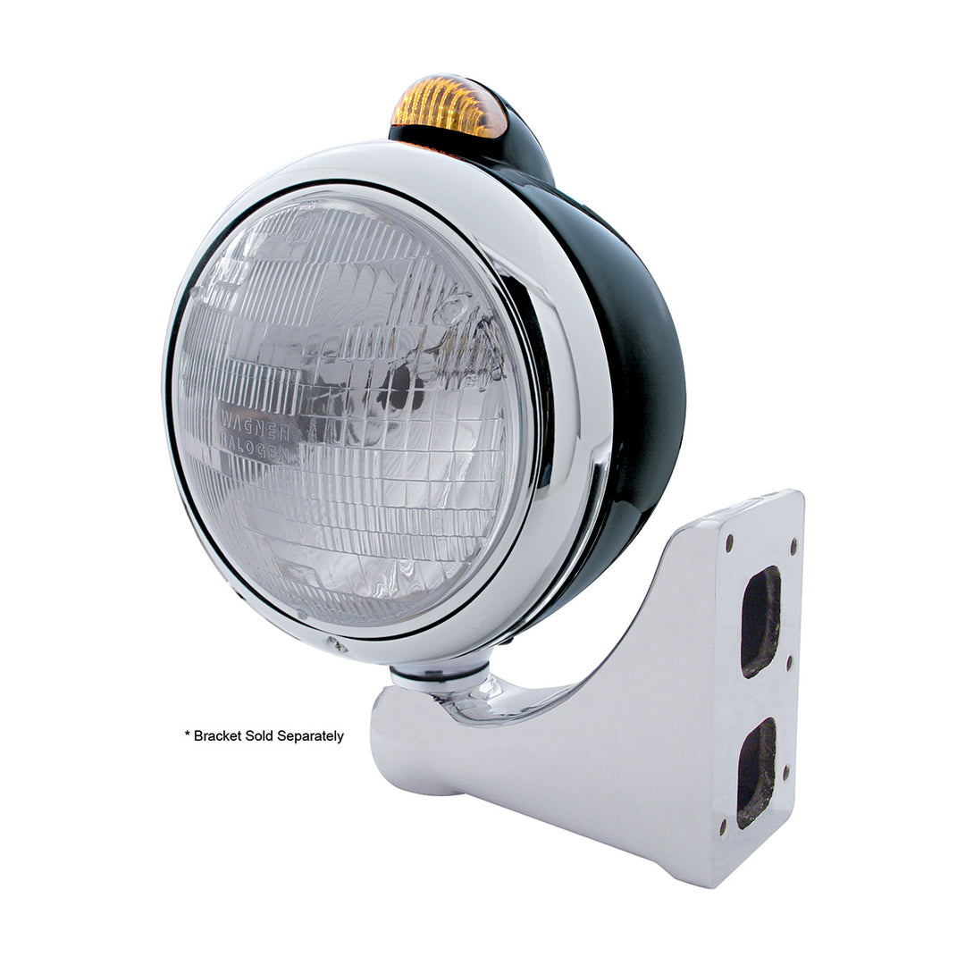 Black Guide 682-C Headlight H6024 &amp; Dual Mode LED Signal - Amber Lens