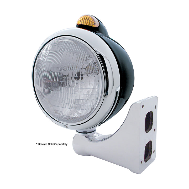 Black Guide 682-C Headlight H6024 &amp; Dual Mode LED Signal - Amber Lens
