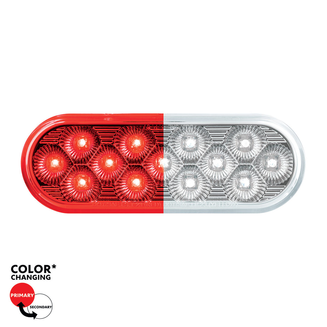 13 LED 6" Oval Double Fury Light (Stop &amp; Turn) - Red &amp; White LED/Clear Lens