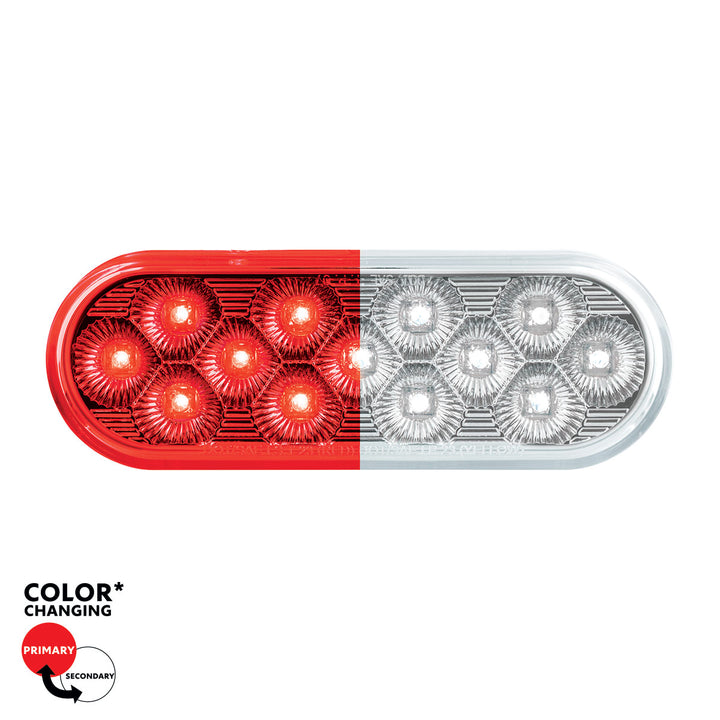 13 LED 6" Oval Double Fury Light (Stop &amp; Turn) - Red &amp; White LED/Clear Lens