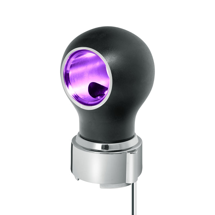 Thread-On Matte Black Charlotte Style Gearshift Knob With LED 9/10 Speed Adapter - Purple LED
