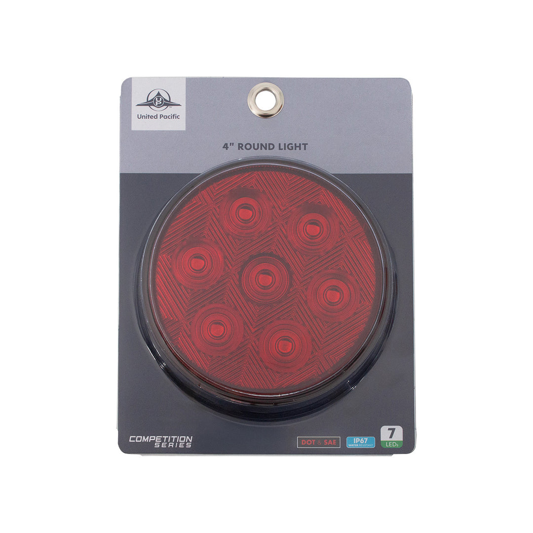 7 LED 4" Round Competition Series Light (Stop, Turn &amp; Tail) - Red LED/Red Lens