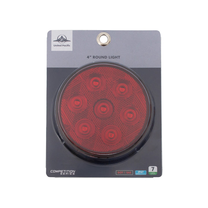 7 LED 4" Round Competition Series Light (Stop, Turn &amp; Tail) - Red LED/Red Lens