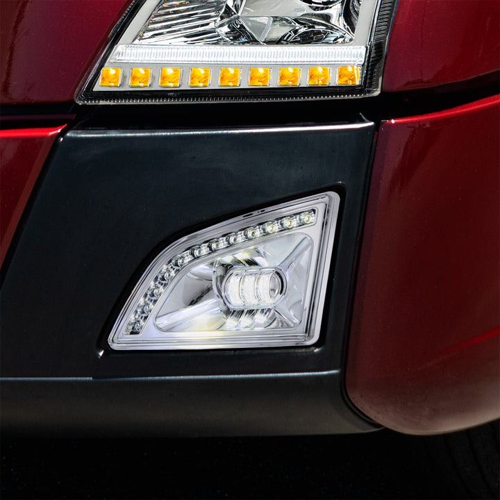 18 LED Chrome Projector Fog Light With Position Light For 2018-2024 Volvo VNL - Driver/Left