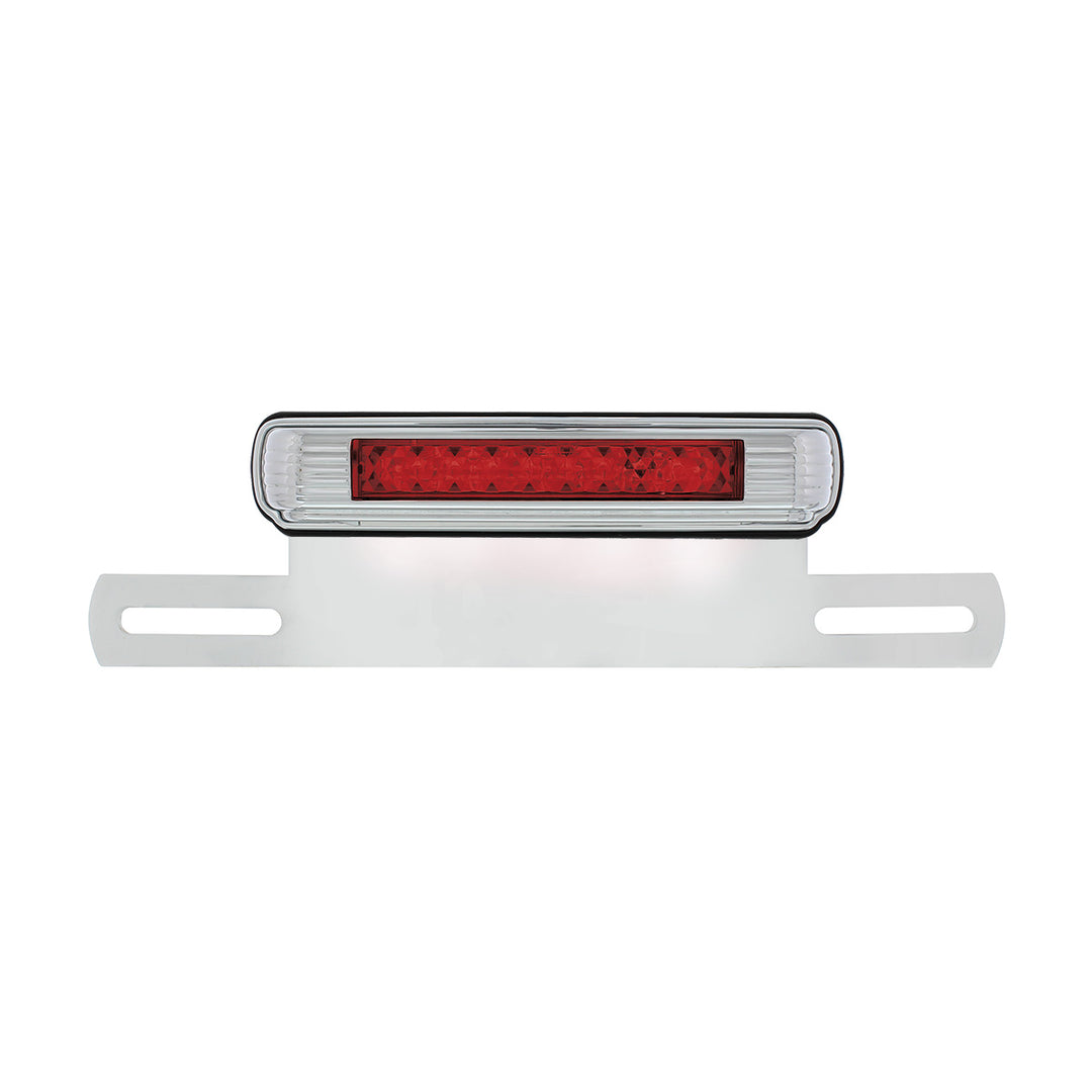 Chrome License Plate Light &amp; Bracket With Red LED 3rd Brake Light - Red LED/Red Lens