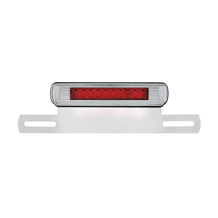 Chrome License Plate Light &amp; Bracket With Red LED 3rd Brake Light - Red LED/Red Lens