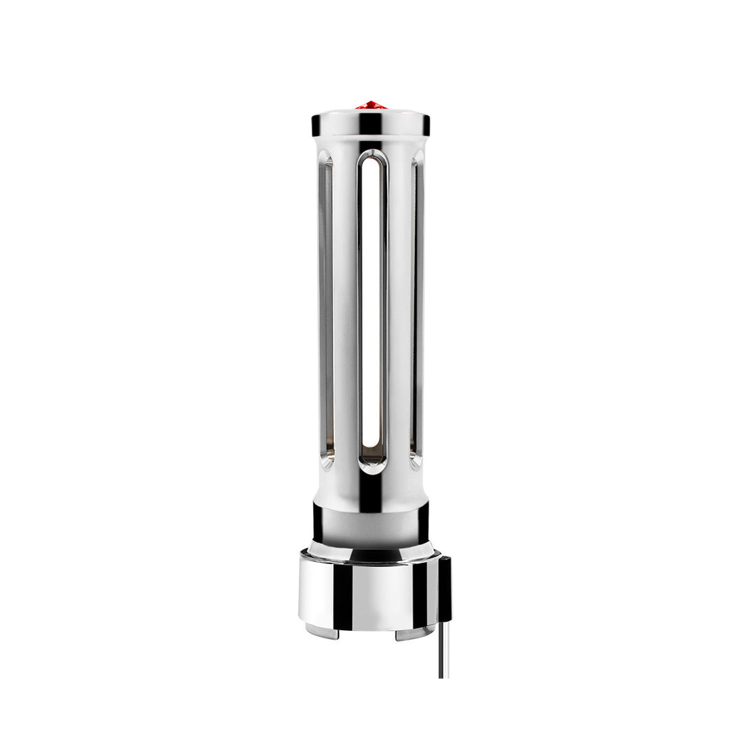 Thread-On Chrome Sonoma Style Gearshift Knob With LED 9/10 Speed Adapter - Red Crystal/Red LED