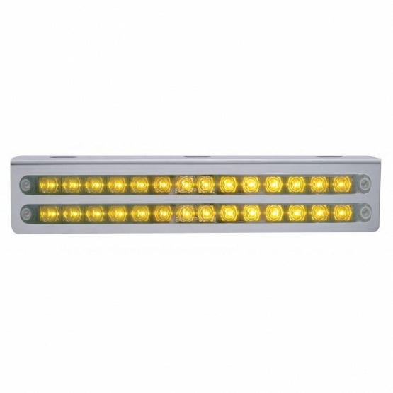 12-3/4" Stainless Light Bracket With 2 x 14 LED 12" Light Bars - Amber LED/Chrome Lens