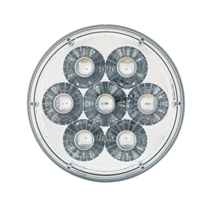 14 LED 4" Round Double Fury Light (Stop, Turn &amp; Tail) - Red &amp; Amber LED/ Clear Lens