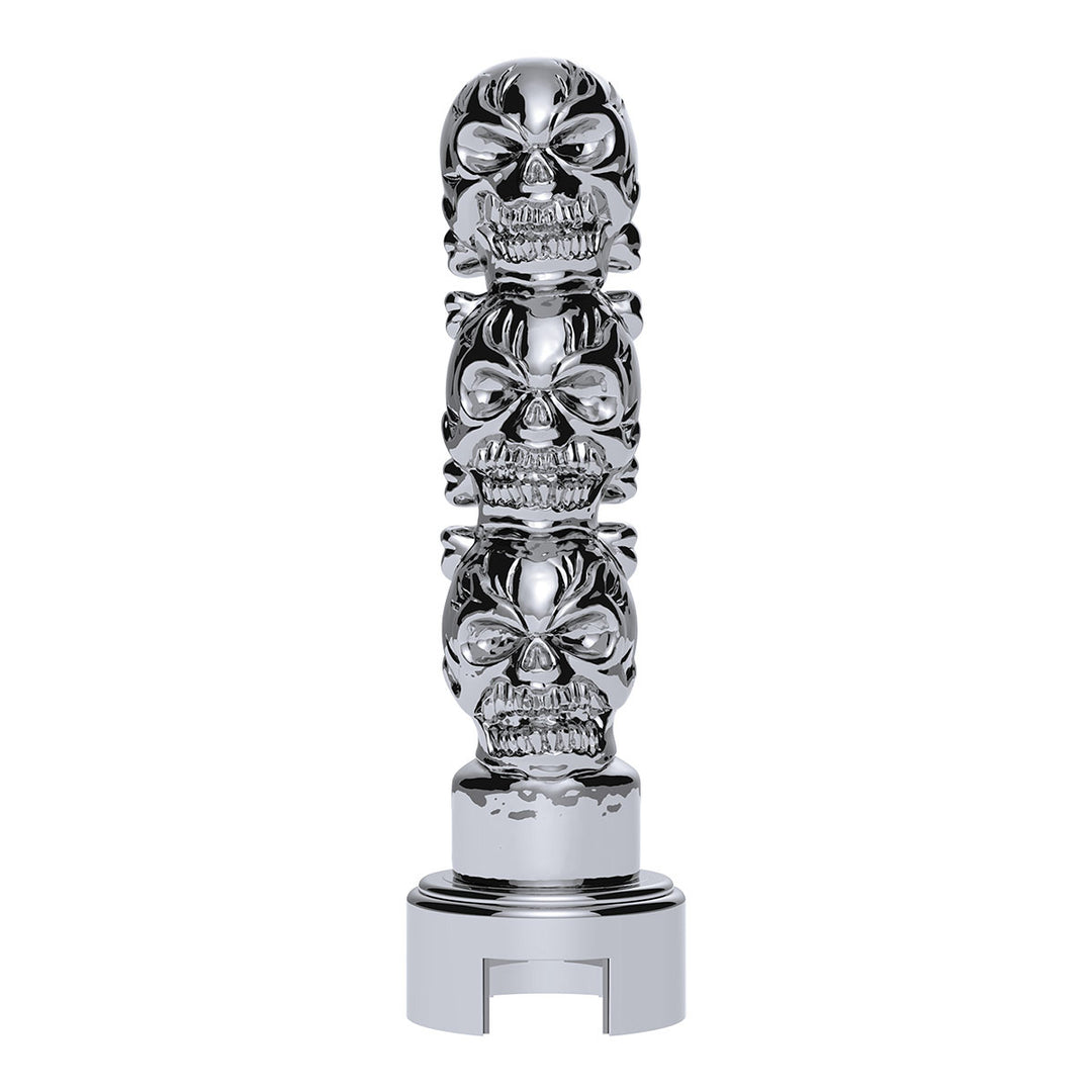 Thread-On 3 - Skull Gearshift Knob With Adapter For Eaton - Fuller 13/15/18 Speed Shifter - Chrome