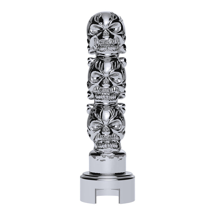 Thread-On 3 - Skull Gearshift Knob With Adapter For Eaton - Fuller 13/15/18 Speed Shifter - Chrome