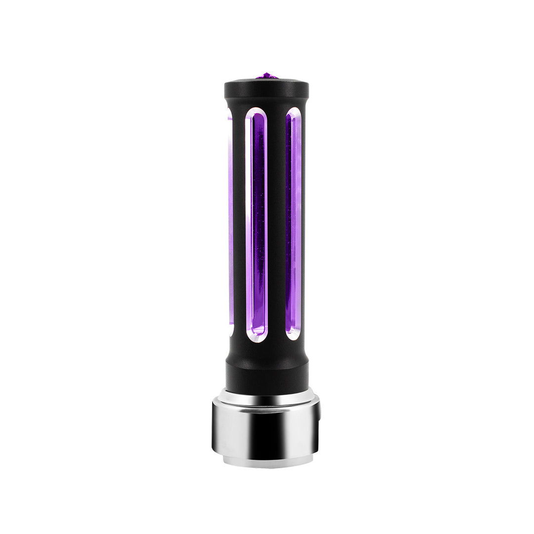 Thread-On Matte Black Sonoma Style Gearshift Knob With LED 13/15/18 Speed Adapter - Purple Crystal/Purple LED
