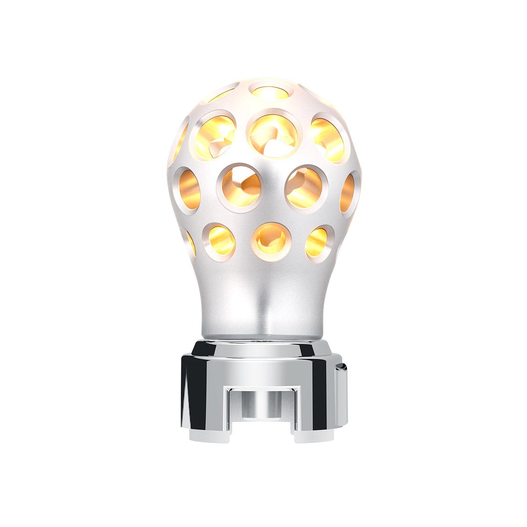 Thread-On Annodized Phoenix Style Ball Gearshift Knob With LED 13/15/18 Speed Adapter - Amber LED