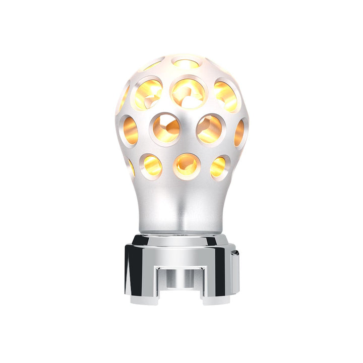 Thread-On Annodized Phoenix Style Ball Gearshift Knob With LED 13/15/18 Speed Adapter - Amber LED