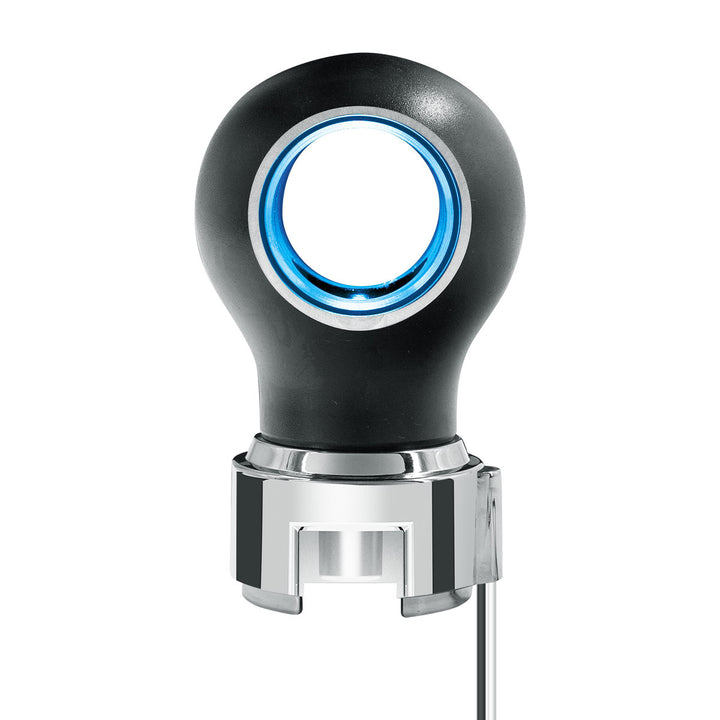 Thread-On Matte Black Charlotte Style Gearshift Knob With LED 13/15/18 Speed Adapter - Blue LED